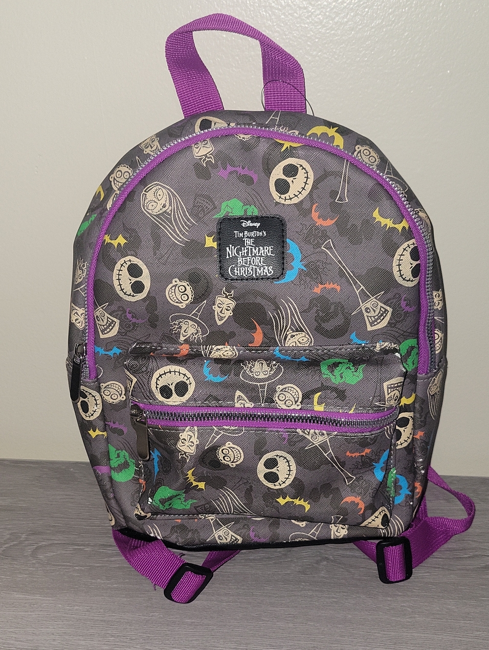 Disney The Nightmare Before Christmas Mini Backpack - Gray with Purple Accents
